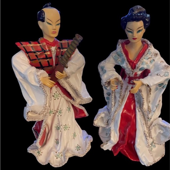 VINTAGE Pair KATHI URBACH Porcelain Asian Pair Royals Figurines Late 1940’s